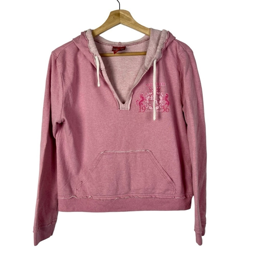 Mudd Pink Y2K Royal‎ High Society Pullover Cropped Hoodie Sweatshirt XL